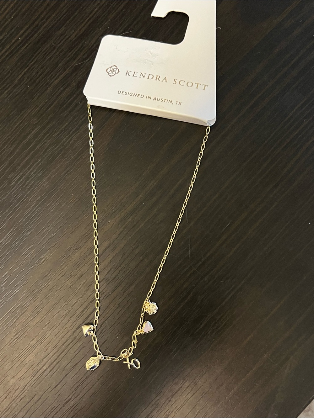 Kendra Scott Gold Heart and Crystal Charm Necklace